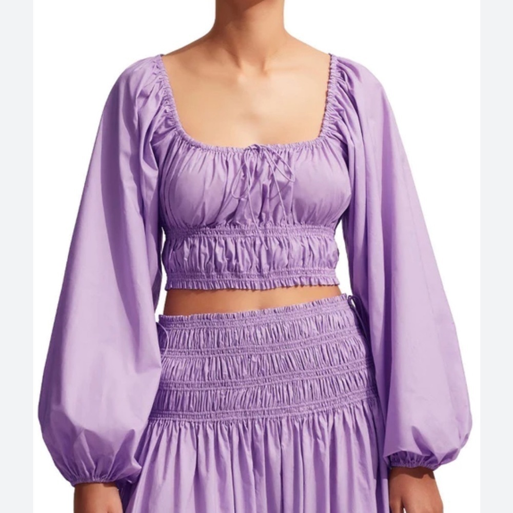 MATTEAU Violet Shirred Decolette Blouse